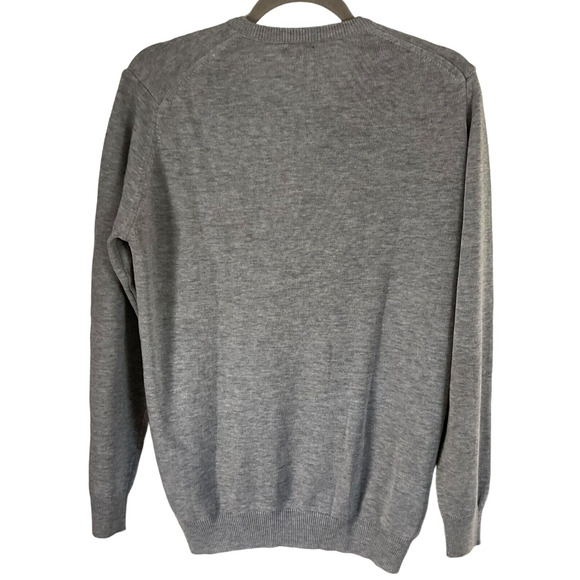 Arslanb Triko Men's V-Neck Sweater Large Light Gray Zigzag Pattern - Picture 2 of 9